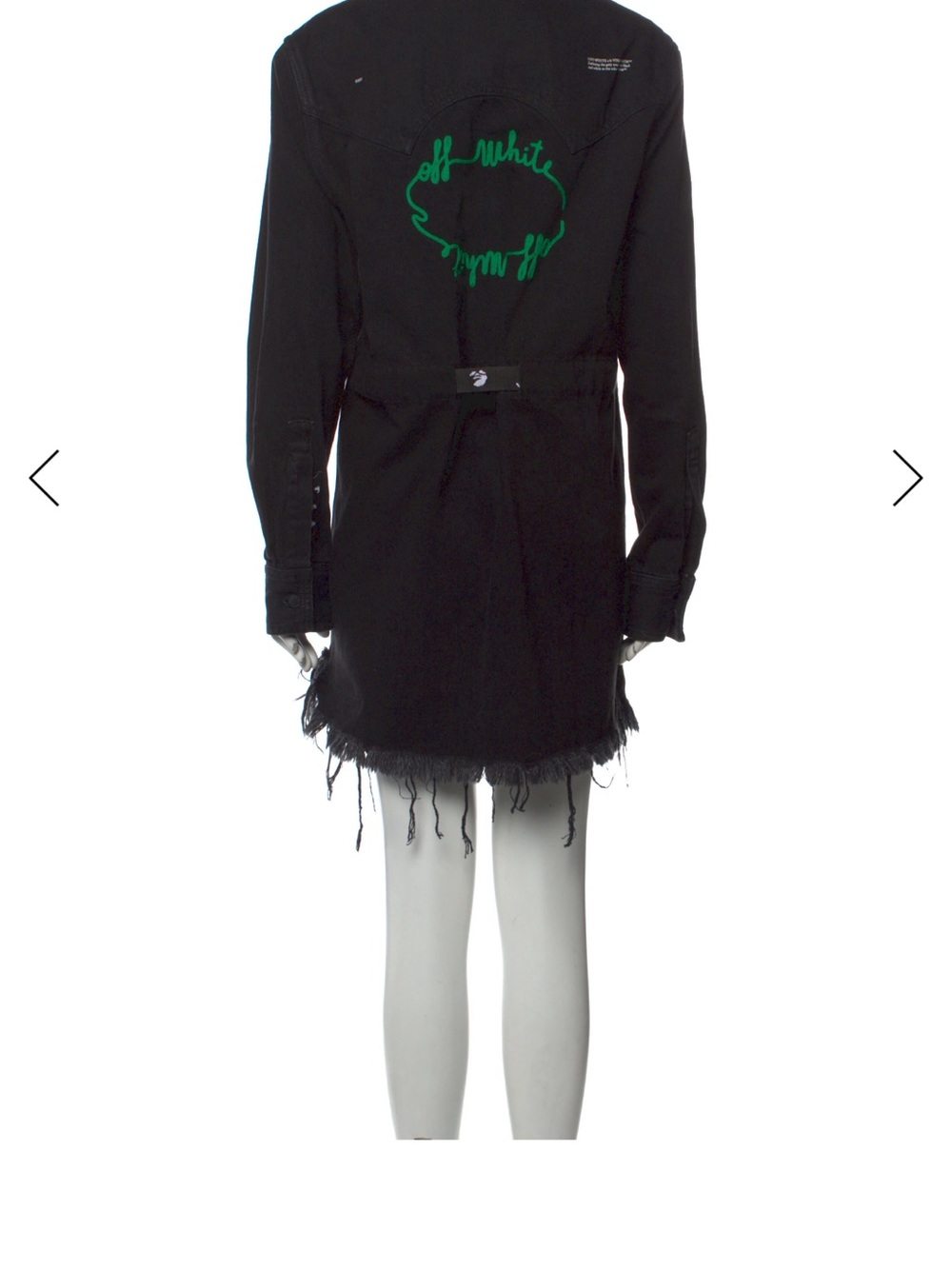 Off-White Black Distressed Jacket with Green Logo Back Detail